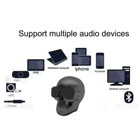 Portable Skull Head Wireless Bluetooth Speaker Mini Bass Stereo Speaker HD Sound